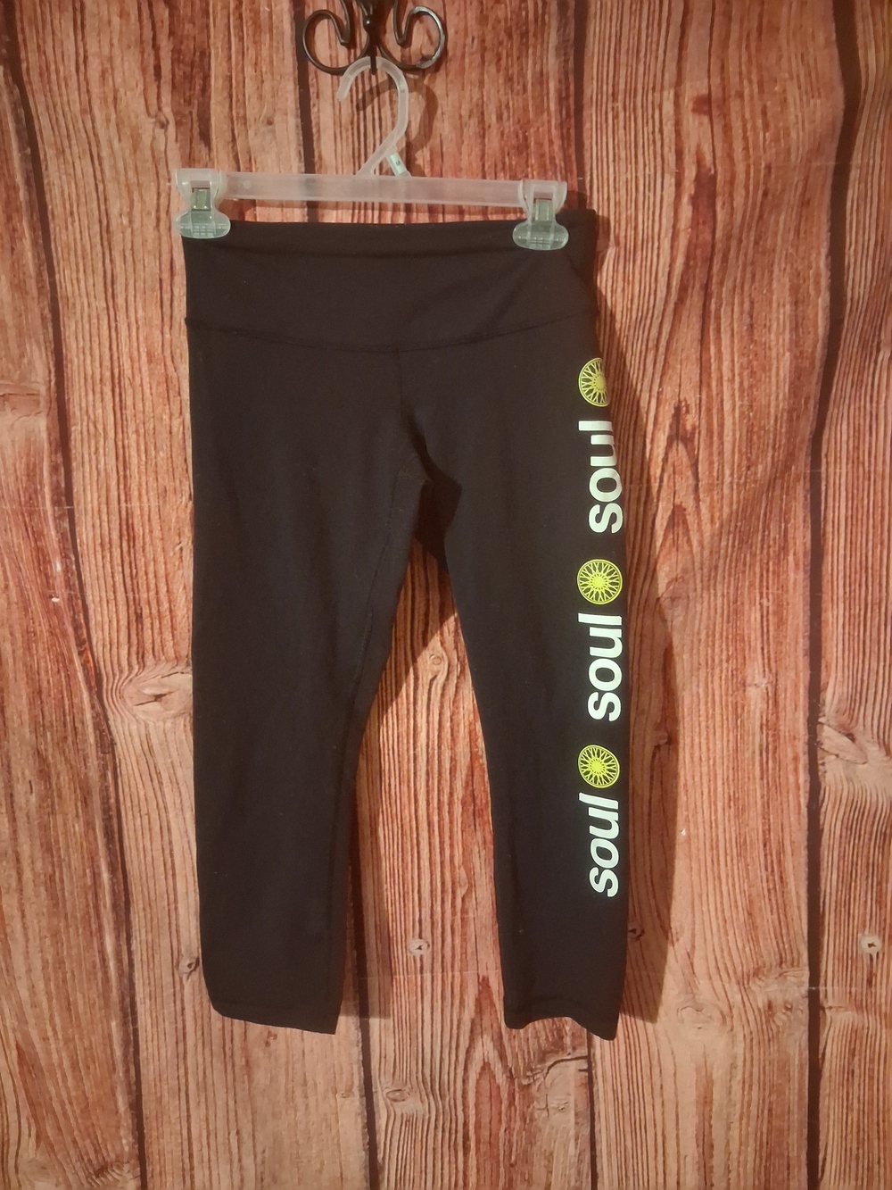 lululemon athletica Leggings with Neon Yellow Side Logo